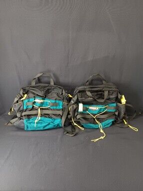 Lot Of 2 MOUNTAINSMITH Black Green Yellow Lumbar Waist Fanny Day Pack Bag Hiking
